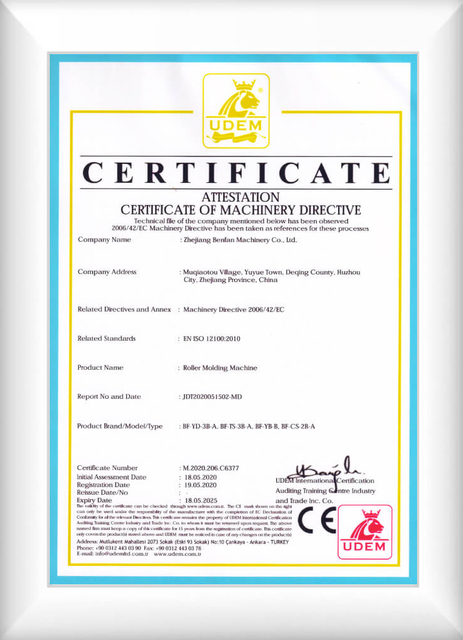 Certificat pour le fournisseur de machine de découpe de pierre commerciale